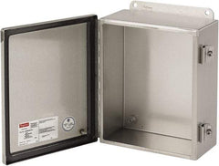 nVent Hoffman - Stainless Steel Junction Box Enclosure Hinge Flat Cover - NEMA 4, 12, 13, 4X, 12" Wide x 14" High x 6" Deep - Best Tool & Supply