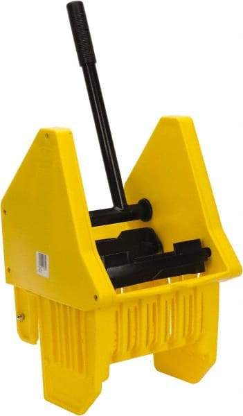 PRO-SOURCE - 32 Qt Plastic Wringer - 11-1/2" Long x 17" High x 12-1/2" Wide, Yellow, Steel Handle - Best Tool & Supply