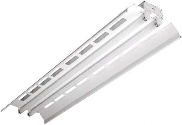 Cooper Lighting - 4 Lamps, 32 Watts, Fluorescent, Low Bay Fixture - 96" Long x 4-5/8" High x 12" Wide, 120-277 Volt, Steel Housing - Best Tool & Supply