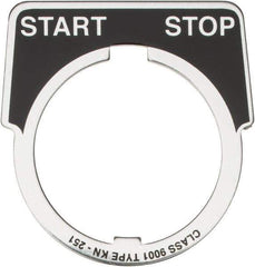 Square D - Metal Legend Plate - Start-Stop - Black Background, White Letters, 30mm Hole Diameter - Best Tool & Supply