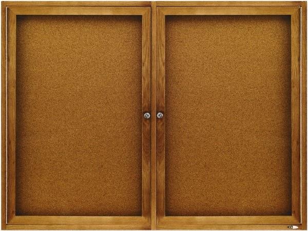 Quartet - 48" Wide x 36" High Enclosed Cork Bulletin Board - Natural (Color) - Best Tool & Supply