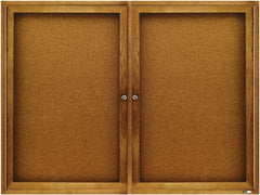 Quartet - 48" Wide x 36" High Enclosed Cork Bulletin Board - Natural (Color) - Best Tool & Supply