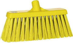 Vikan - 12" Heavy Duty Synthetic Push Broom - 2" Bristle Length, Plastic Block, European Threaded Handle Connection - Best Tool & Supply