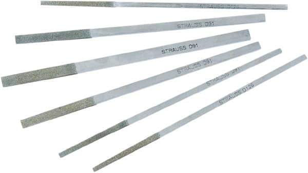 Strauss - 2.244" OAL Very Fine Flat Needle Diamond File - 0.242" Wide x 0.118" Thick, 0.59 LOC, Gray, 54 Grit - Best Tool & Supply