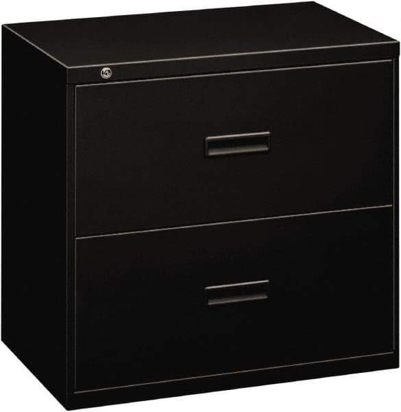 Basyx - 30" Wide x 28-3/8" High x 19-1/4" Deep, 2 Drawer Lateral File - Steel, Black - Best Tool & Supply