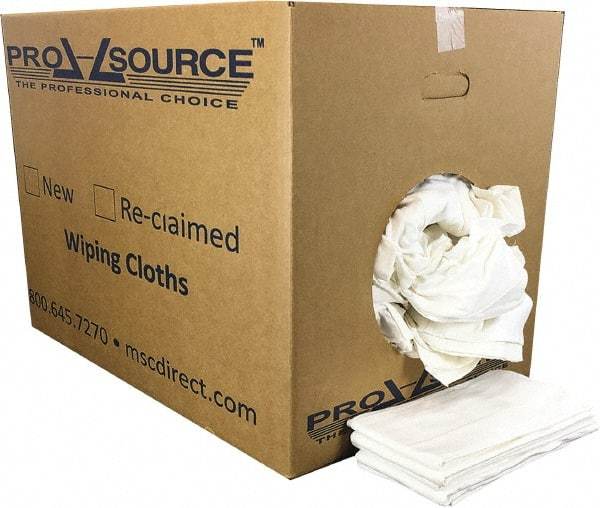 PRO-SOURCE - 12 Inch Long x 20 Inch Wide Virgin Cotton Diaper Rags - White, Knit, Lint Free, 50 Lbs. at 2 to 4 per Pound, Box - Best Tool & Supply