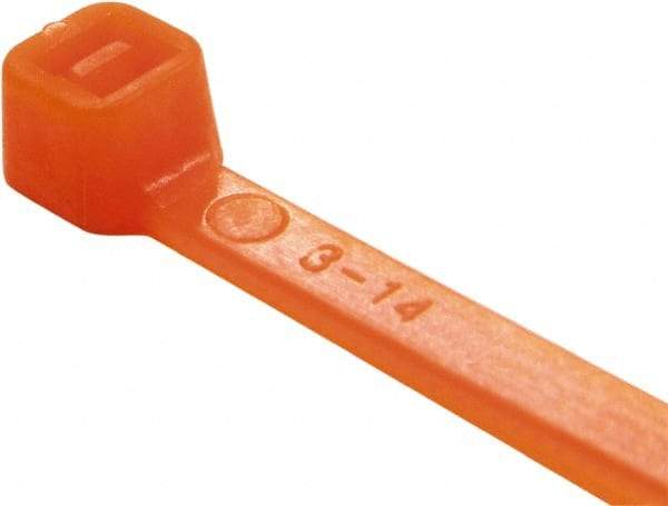 Value Collection - 8" Long Orange Nylon Standard Cable Tie - 50 Lb Tensile Strength, 54mm Max Bundle Diam - Best Tool & Supply