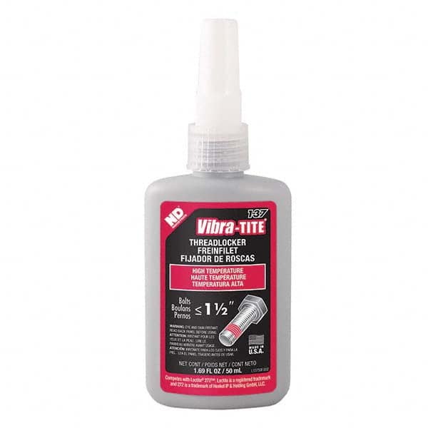 Vibra-Tite - 50 mL Bottle, Red, High Temp/High Strength Threadlocker - Best Tool & Supply