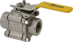 Sharpe Valves - 1" Pipe, Full Port, Stainless Steel Standard Ball Valve - 3 Piece, Inline - One Way Flow, FNPT x FNPT Ends, Locking Lever Handle, 1,000 WOG, 125 WSP - Best Tool & Supply