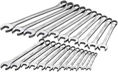 SK - 23 Piece, 8mm to 32mm, 12 Point Combination Wrench Set - Metric Measurement Standard, Chrome Finish, Comes in Rack - Best Tool & Supply