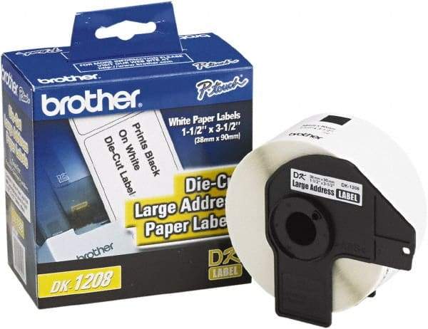 Brother - 1.4" Wide x 3-1/2" Long, White Paper Shipping Label - For PC Label Printers - Best Tool & Supply