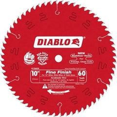 Freud - 10" Diam, 5/8" Arbor Hole Diam, 60 Tooth Wet & Dry Cut Saw Blade - Carbide-Tipped, Standard Round Arbor - Best Tool & Supply