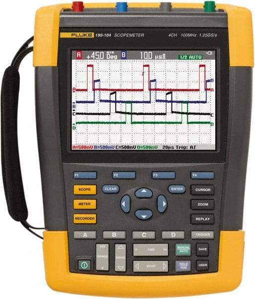 Fluke - 100 MHz, 4 Channel, Portable Oscilloscope - 2 to 100,000 V/div Vertical Deflection - Best Tool & Supply