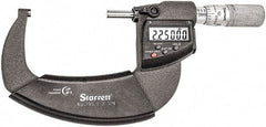 Starrett - 2 to 3" Range, Standard Throat IP67 Electronic Outside Micrometer - Friction Thimble, Carbide Face, CR2032 Battery - Best Tool & Supply