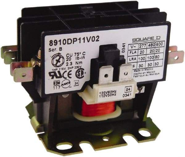 Square D - 2 Pole, 30 Amp Inductive Load, Definite Purpose Contactor - 40 Amp Resistive Rating - Best Tool & Supply