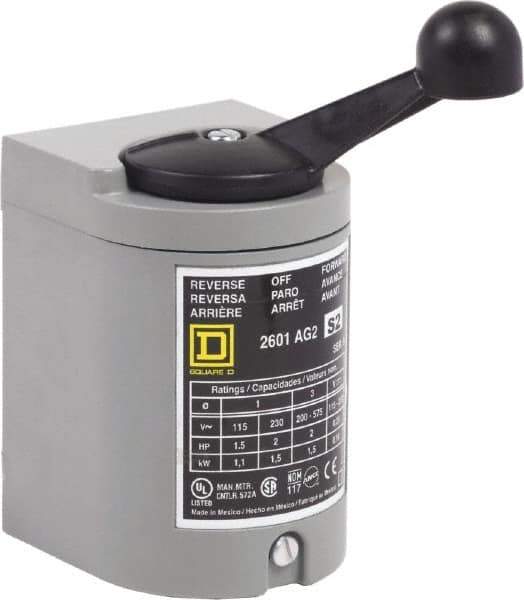 Square D - NEMA, Enclosed Manual Motor Starter - 1-1/2 hp at 115 VAC, 2 hp at 200 VAC, 2 hp at 230 VAC & 2 hp at 575 VAC, CSA LR25490 Class 3211 05, NEMA 1 & UL Listed File E42243 CCN NLRV - Best Tool & Supply