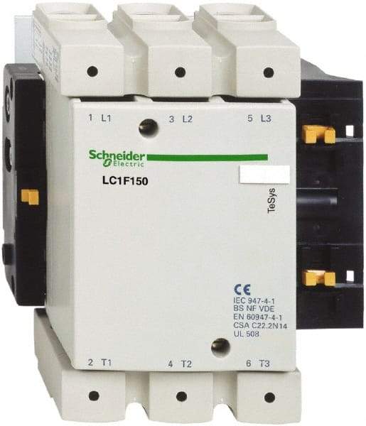 Schneider Electric - 3 Pole, 150 Amp at 440 VAC and 250 Amp at 440 VAC, Nonreversible IEC Contactor - Bureau Veritas, CCC, CSA, DNV, EN/IEC 60947-1, EN/IEC 60947-4-1, GL, JEM 1038, LROS, RINA, RMRoS, RoHS Compliant, UL Listed - Best Tool & Supply