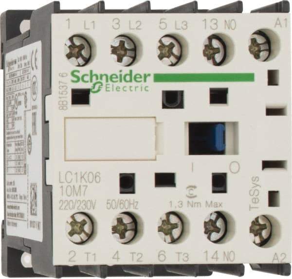 Schneider Electric - 3 Pole, 220 to 230 Coil VAC at 50/60 Hz, 6 Amp at 440 VAC, Nonreversible IEC Contactor - BS 5424, CSA, IEC 60947, NF C 63-110, RoHS Compliant, UL Listed, VDE 0660 - Best Tool & Supply