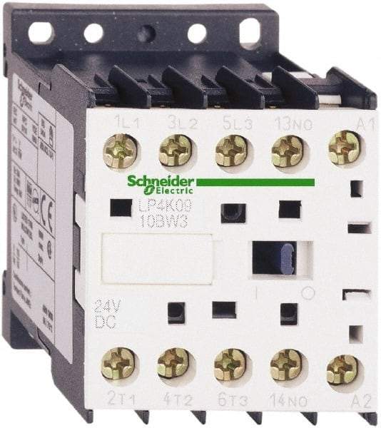 Schneider Electric - 3 Pole, 24 Coil VDC, 12 Amp at 440 VAC, 16 Amp at 690 VAC and 20 Amp at 440 VAC, Nonreversible IEC Contactor - BS 5424, CSA, IEC 60947, NF C 63-110, RoHS Compliant, UL Listed, VDE 0660 - Best Tool & Supply