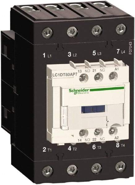 Schneider Electric - 4 Pole, 120 Coil VAC at 50/60 Hz, 80 Amp at 440 VAC, Nonreversible IEC Contactor - Bureau Veritas, CCC, CSA, CSA C22.2 No. 14, DNV, EN/IEC 60947-4-1, EN/IEC 60947-5-1, GL, GOST, LROS, RINA, UL 508, UL Listed - Best Tool & Supply