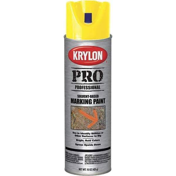 Krylon - 15 fl oz Yellow Marking Paint - Solvent Base Formula - Best Tool & Supply