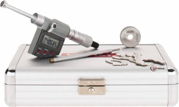 SPI - 0.35" to 0.425", IP65, Carbide Face Chrome Plated Finish, Electronic Inside Micrometer - 0.00005" Resolution, 0.00016" Accuracy, 53.5" Gage Depth - Best Tool & Supply