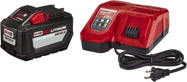 Milwaukee Tool - 18 Volt Lithium-Ion Power Tool Battery - 12 Ahr Capacity, 2 hr Charge Time, Series M18 RED - Best Tool & Supply