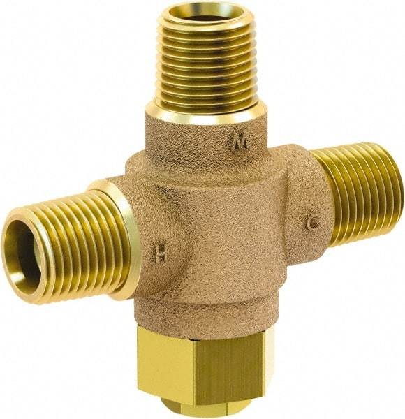 Acorn Engineering - 1/2" Pipe, 125 Max psi, Lead Free Brass Water Mixing Valve & Unit - 4.5 GPM at 45 psi Flow Rate, NPT End Connections - Best Tool & Supply