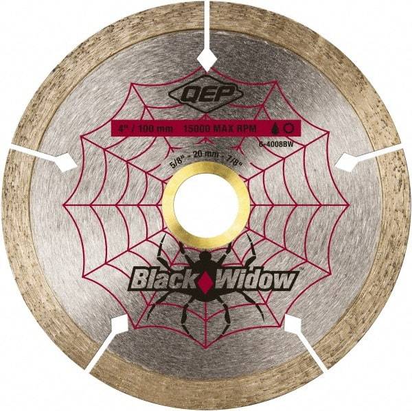 QEP - 4" Diam, 5/8" Arbor Hole Diam, Wet & Dry Cut Saw Blade - Diamond-Tipped, Smooth Action, Standard Round Arbor - Best Tool & Supply