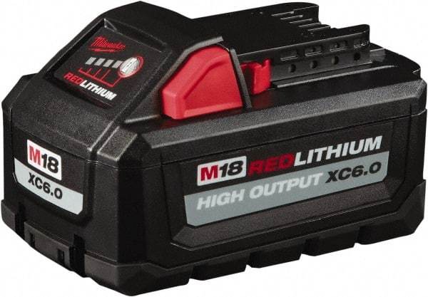 Milwaukee Tool - 18 Volt Lithium-Ion Power Tool Battery - 6 Ahr Capacity, 1 hr Charge Time, Series M18 RED - Best Tool & Supply