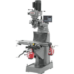 Jet - 7-7/8" Table Width x 35-3/4" Table Length, Variable Speed Pulley Control, 1 Phase Knee Milling Machine - R8 Spindle Taper, 1-1/2 hp - Best Tool & Supply