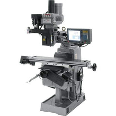 Jet - 9" Table Width x 49" Table Length, Variable Speed Pulley Control, 3 Phase Knee Milling Machine - R8 Spindle Taper, 2 hp - Best Tool & Supply