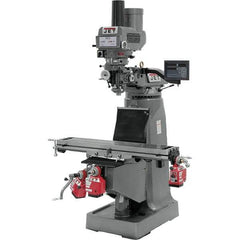 Jet - 9" Table Width x 49" Table Length, Variable Speed Pulley Control, 3 Phase Knee Milling Machine - R8 Spindle Taper, 3 hp - Best Tool & Supply