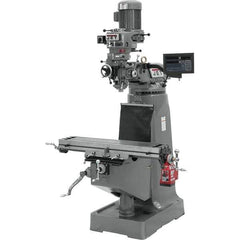 Jet - 9" Table Width x 42" Table Length, Variable Speed Pulley Control, 1 Phase Knee Milling Machine - R8 Spindle Taper, 2 hp - Best Tool & Supply