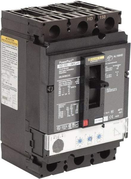 Square D - 100 Amp, 600 VAC, 3 Pole, Panel Mount Molded Case Circuit Breaker - Electronic Trip, Multiple Breaking Capacity Ratings, 14-3/0 AWG - Best Tool & Supply