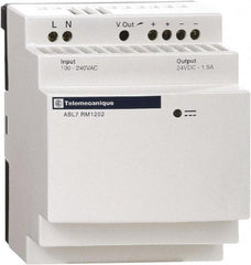 Schneider Electric - 60 Watt, 2.50 Amp, 200 to 240 VAC Input, 24 VDC Output, DIN Rail, Panel Power Supply - Screw Connection, 60mm Wide x 59mm Deep x 100mm High, 84-100% Efficiency, Green LED Output - Best Tool & Supply