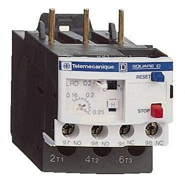 Schneider Electric - 0.16 to 0.25 Amp, 690 VAC, Thermal IEC Overload Relay - Trip Class 10A, For Use with LC1D09 and LC1D38 - Best Tool & Supply