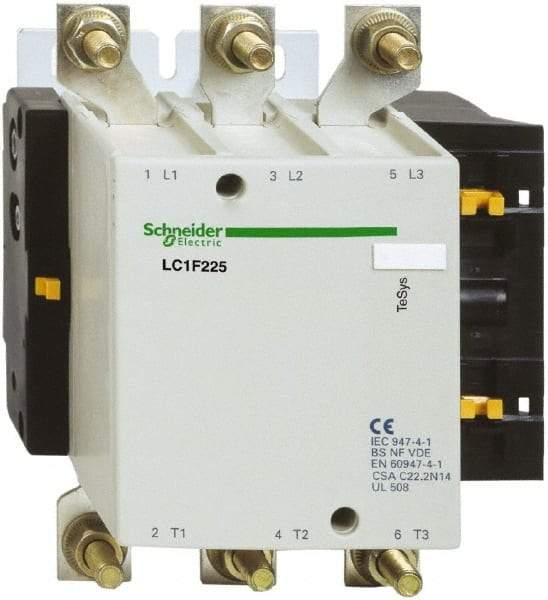 Schneider Electric - 3 Pole, 110 Coil VAC, 225 Amp at 440 VAC, Nonreversible IEC Contactor - Bureau Veritas, CCC, CSA, DNV, EN/IEC 60947-1, EN/IEC 60947-4-1, GL, JEM 1038, LROS, RINA, RMRoS, RoHS Compliant, UL Listed - Best Tool & Supply