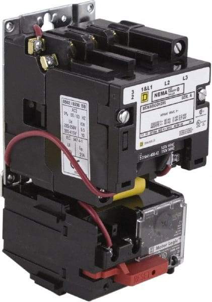 Square D - 208 Coil VAC at 60 Hz, 9 Amp, Nonreversible Open Enclosure NEMA Motor Starter - 1-1/2 hp at 1 Phase - Best Tool & Supply