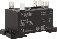 Schneider Electric - 7,500 VA Power Rating, Electromechanical Plug-in General Purpose Relay - 20 Amp at 28 VDC, 25 at 28 VDC, 30 at 250/277 VAC, 2NO, 12 VDC - Best Tool & Supply