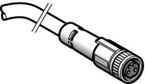 Telemecanique Sensors - 4 Amp, M8 4 Pin Female Straight Cordset Sensor and Receptacle - 60 VAC, 75 VDC, 5m Cable Length, IP67 Ingress Rating - Best Tool & Supply