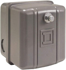 Square D - 1 NEMA Rated, DPST, 70 to 100 psi, Electromechanical, Snap Action Pressure and Level Switch - Adjustable Pressure, 460/575 VAC, 1/4 Inch Connector, Screw Terminal, For Use with Air Compressors, Power Circuits, Water Pumps - Best Tool & Supply