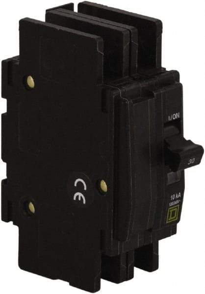 Square D - 35 Amp, 120/240 VAC, 2 Pole, DIN Rail Mounted, Flush Mount, Surface Mount Miniature Circuit Breaker - Thermal Magnetic Trip, 10 kA at 120/240 VAC Breaking Capacity, 14-2 (Aluminum), 14-2 (Copper) AWG, 74mm Deep x 103mm High x 19mm Wide - Best Tool & Supply