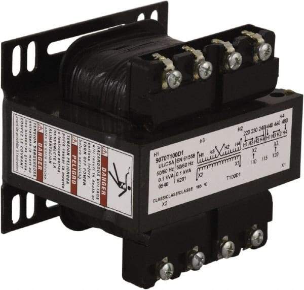 Square D - 1 Phase, 100 VA, Control Transformer - 50/60 Hz, 131°F Temp Rise - Best Tool & Supply