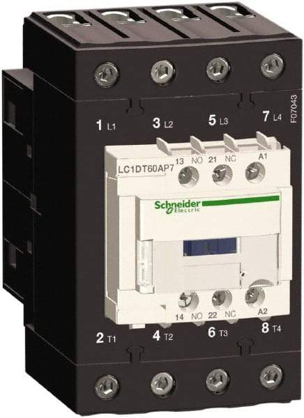 Schneider Electric - 4 Pole, 120 Coil VAC at 50/60 Hz, 60 Amp at 440 VAC, Nonreversible IEC Contactor - Bureau Veritas, CCC, CSA, CSA C22.2 No. 14, DNV, EN/IEC 60947-4-1, EN/IEC 60947-5-1, GL, GOST, LROS, RINA, UL 508, UL Listed - Best Tool & Supply