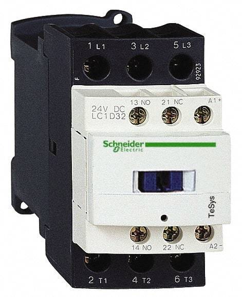 Schneider Electric - 3 Pole, 12 Coil VDC, 32 Amp at 440 VAC and 50 Amp at 440 VAC, Nonreversible IEC Contactor - 1 Phase hp: 2 at 115 VAC, 5 at 230/240 VAC, 3 Phase hp: 10 at 230/240 VAC, 20 at 460/480 VAC, 30 at 575/600 VAC, 7.5 at 200/208 VAC - Best Tool & Supply