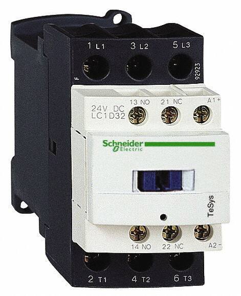 Schneider Electric - 3 Pole, 125 Coil VDC, 32 Amp at 440 VAC and 50 Amp at 440 VAC, Nonreversible IEC Contactor - 1 Phase hp: 2 at 115 VAC, 5 at 230/240 VAC, 3 Phase hp: 10 at 230/240 VAC, 20 at 460/480 VAC, 30 at 575/600 VAC, 7.5 at 200/208 VAC - Best Tool & Supply