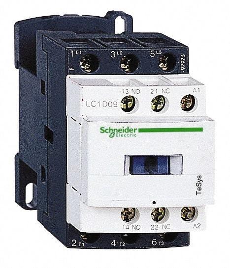 Schneider Electric - 3 Pole, 48 Coil VAC at 50/60 Hz, 25 Amp at 440 VAC and 9 Amp at 440 VAC, Nonreversible IEC Contactor - 1 Phase hp: 0.5 at 115 VAC, 1 at 230/240 VAC, 3 Phase hp: 2 at 200/208 VAC, 2 at 230/240 VAC, 5 at 460/480 VAC, 7.5 at 575/600 VAC - Best Tool & Supply