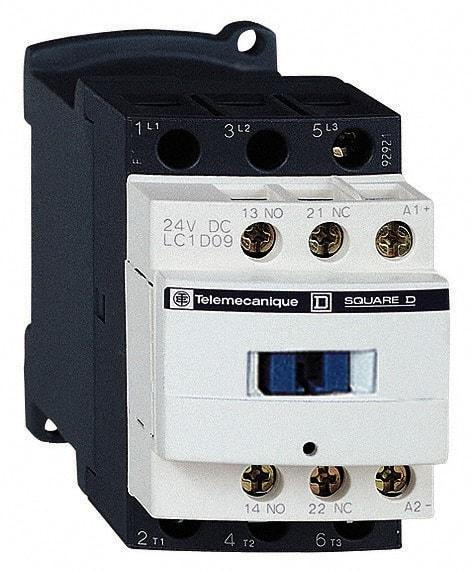 Schneider Electric - 3 Pole, 24 Coil VDC, 25 Amp at 440 VAC and 9 Amp at 440 VAC, Nonreversible IEC Contactor - 1 Phase hp: 0.5 at 115 VAC, 1 at 230/240 VAC, 3 Phase hp: 2 at 200/208 VAC, 2 at 230/240 VAC, 5 at 460/480 VAC, 7.5 at 575/600 VAC - Best Tool & Supply