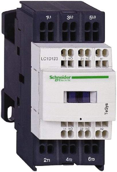 Schneider Electric - 3 Pole, 120 Coil VAC at 50/60 Hz, 16 Amp at 440 VAC and 9 Amp at 440 VAC, Nonreversible IEC Contactor - 1 Phase hp: 0.5 at 115 VAC, 1 at 230/240 VAC, 3 Phase hp: 2 at 200/208 VAC, 2 at 230/240 VAC, 5 at 460/480 VAC, 7.5 at 575/600 VAC - Best Tool & Supply